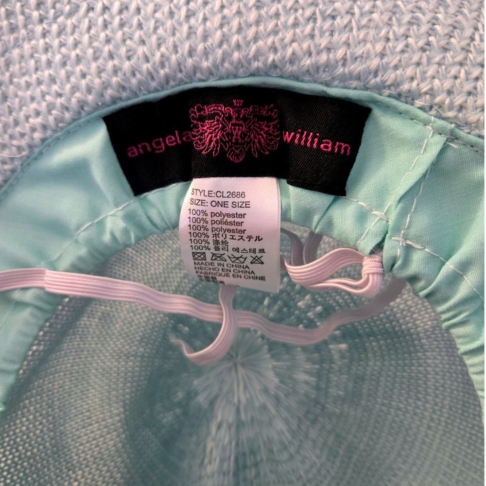 Angela & William Womens Blue Knit Wide Brim Sun Hat‎ One Size Beach Summer - Picture 3 of 5